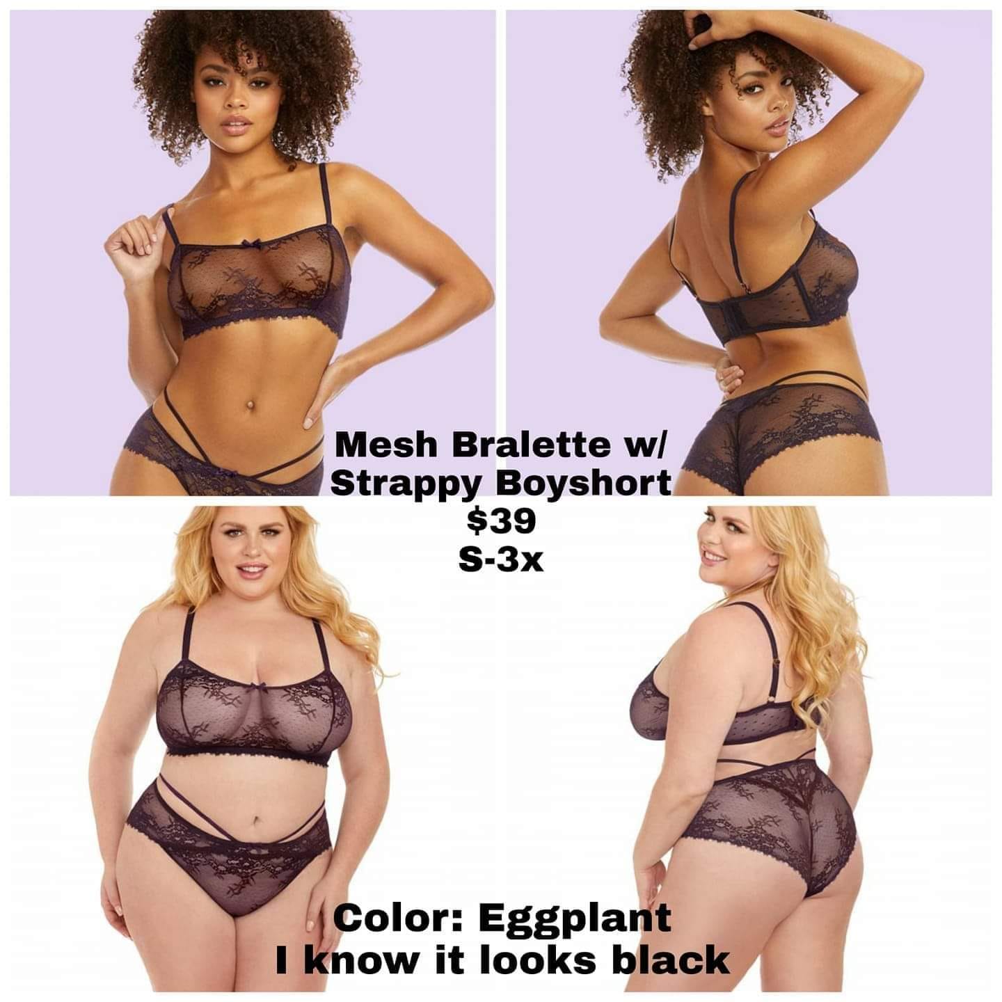 Mesh Bralette with Strappy Boyshort