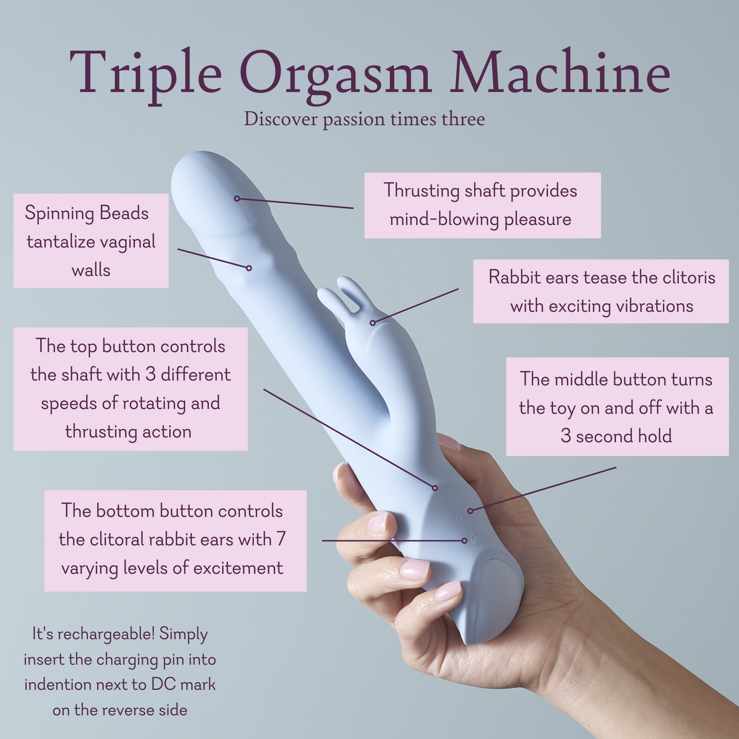 Triple Orgasm Machine Premium Dual - Action Massager