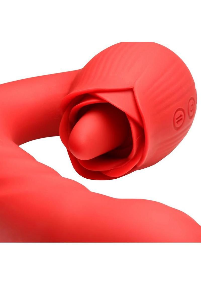 Bloomgasm Boom Bloom Thrusting & Licking Rechargeable Silicone Rose Vibrator