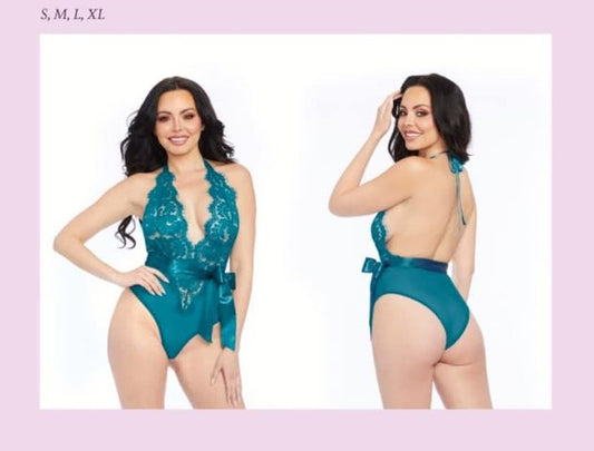Mesh and Lace Halter Teddy