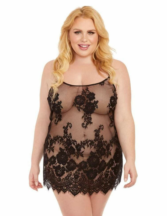 Floral Lace and Mesh Chemise
