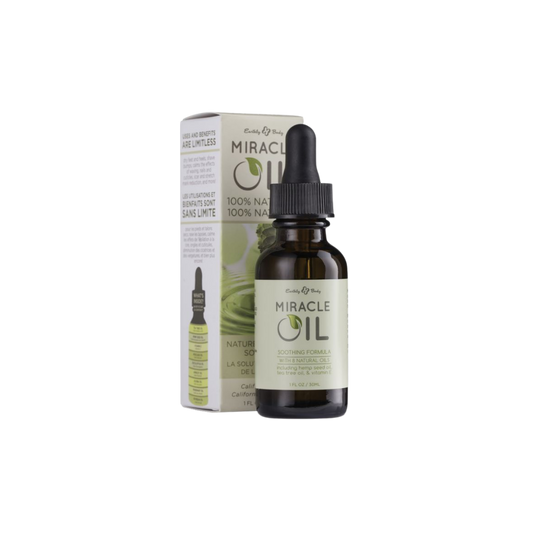 Miracle Oil bottle and packaging on a white background