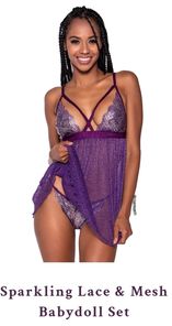 Sparkling Lace & Mesh Babydoll Set