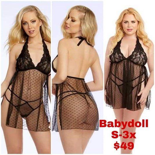Sheer Halter Babydoll and Panty