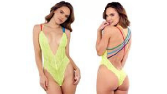 Lace Teddy With Rainbow Straps