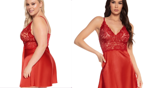 Ruby Satin and Lace Chemise Set.