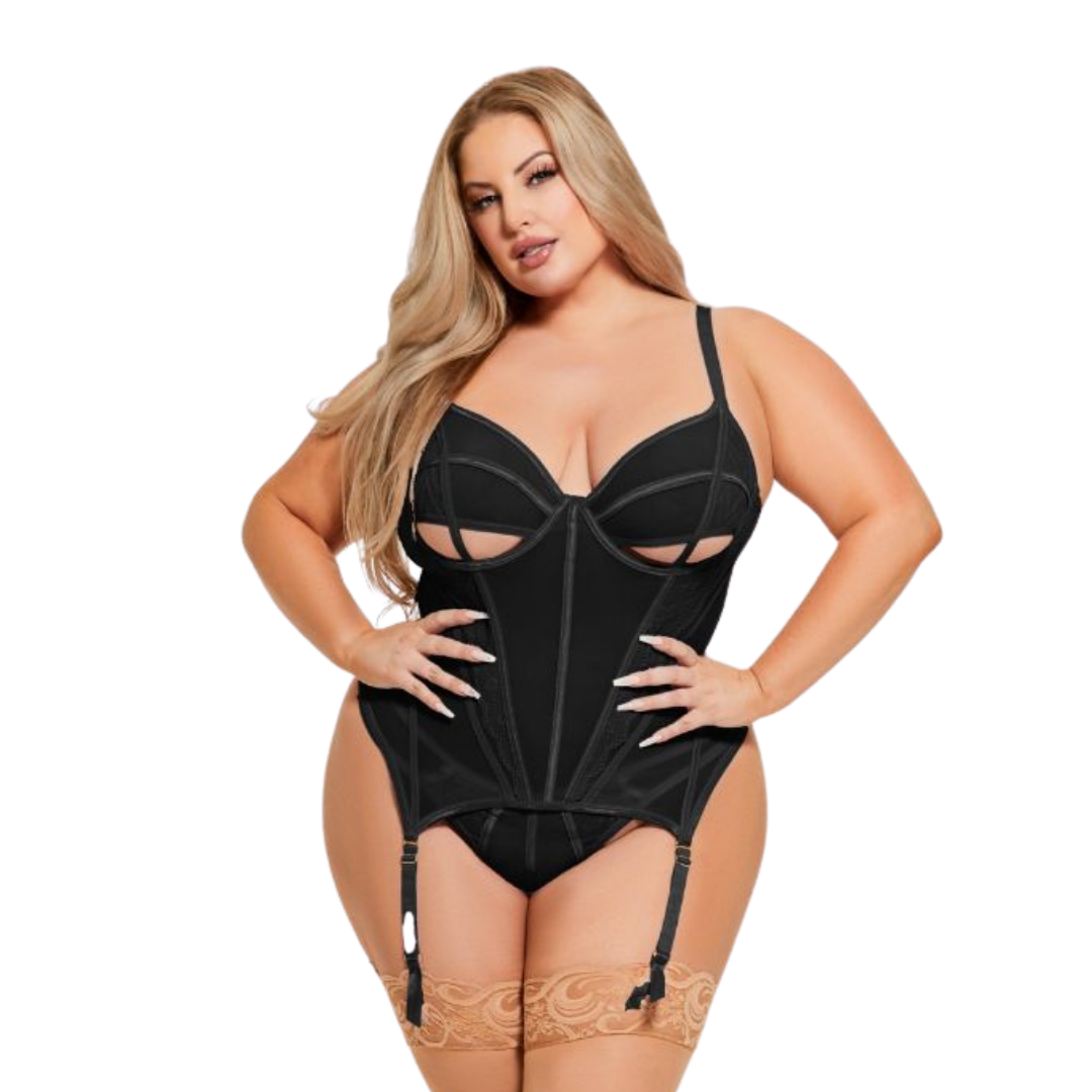 Vivienne Lace Mesh Bustier & G-String