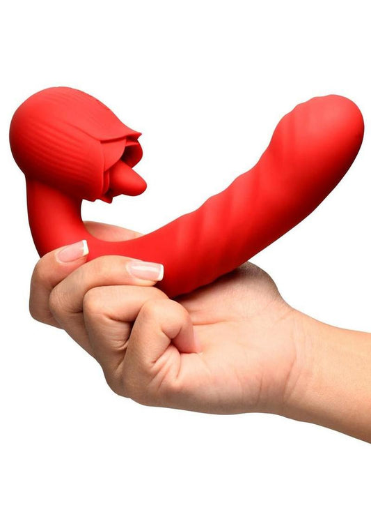 Bloomgasm Boom Bloom Thrusting & Licking Rechargeable Silicone Rose Vibrator