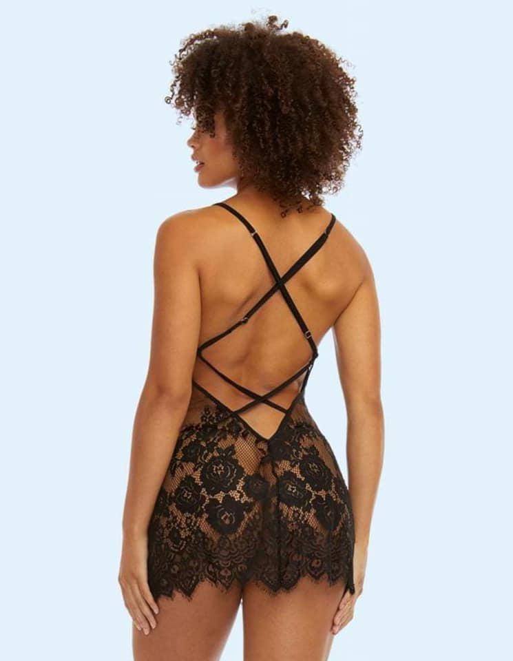 Floral Lace and Mesh Chemise